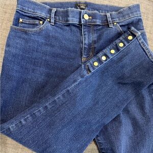 Ann Taylor Indigo Ankle Jeans with Gold Buttons